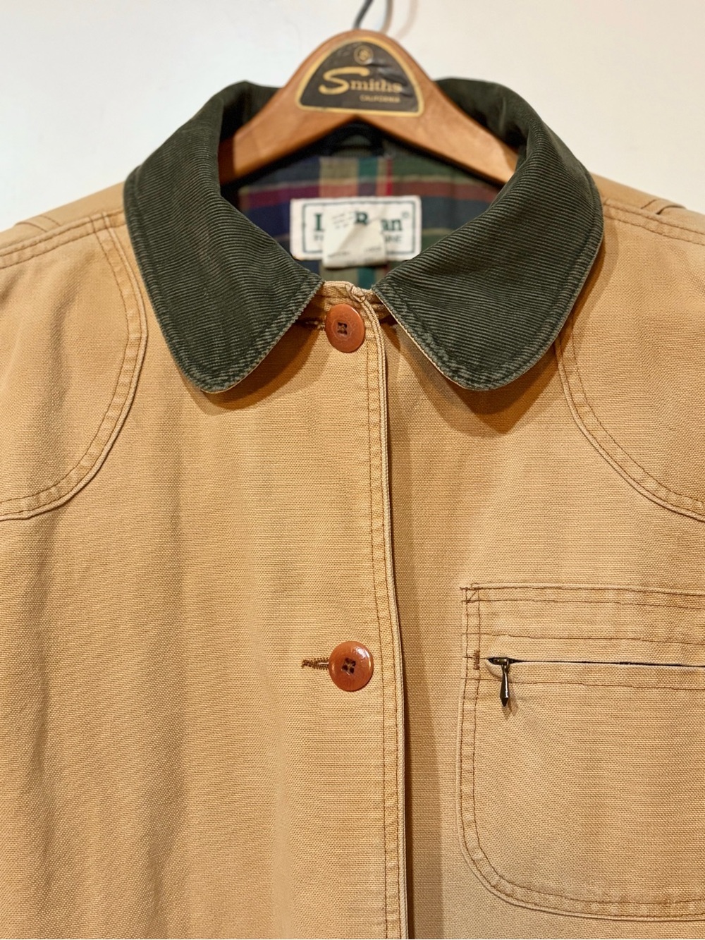 Vintage L.L. Bean Original Field Coat / Barn Jacket with Plaid Flannel Lining - Picture 4 of 14